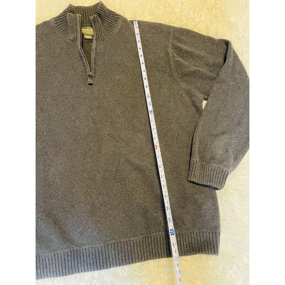 Eddie Bauer Men's 100% Cotton Quarter Zip Pullover Sweater 2XL Gray Warm Thick - Picture 7 of 10